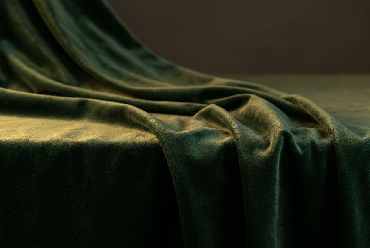 Deep green velvet drapery in soft light, reflecting the discretion domestic assault matters require